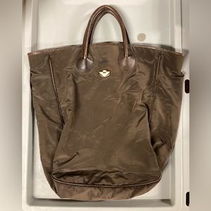 Authentic Bottega Veneta Pre-Loved Large Brown Nylon/Leather Tote